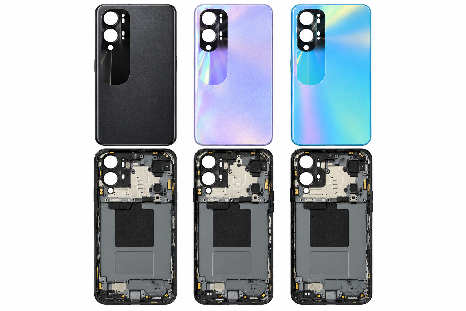 Compatible Replacement for OPPO A78 5G Full Housing Body – Black, Purple & Blue